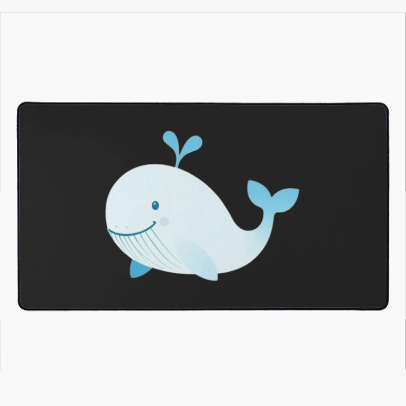 Cute Blue Cartoon Whale Illustration Desk Mat