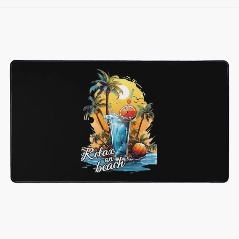 Beach Relaxation Cocktail Desk Mat