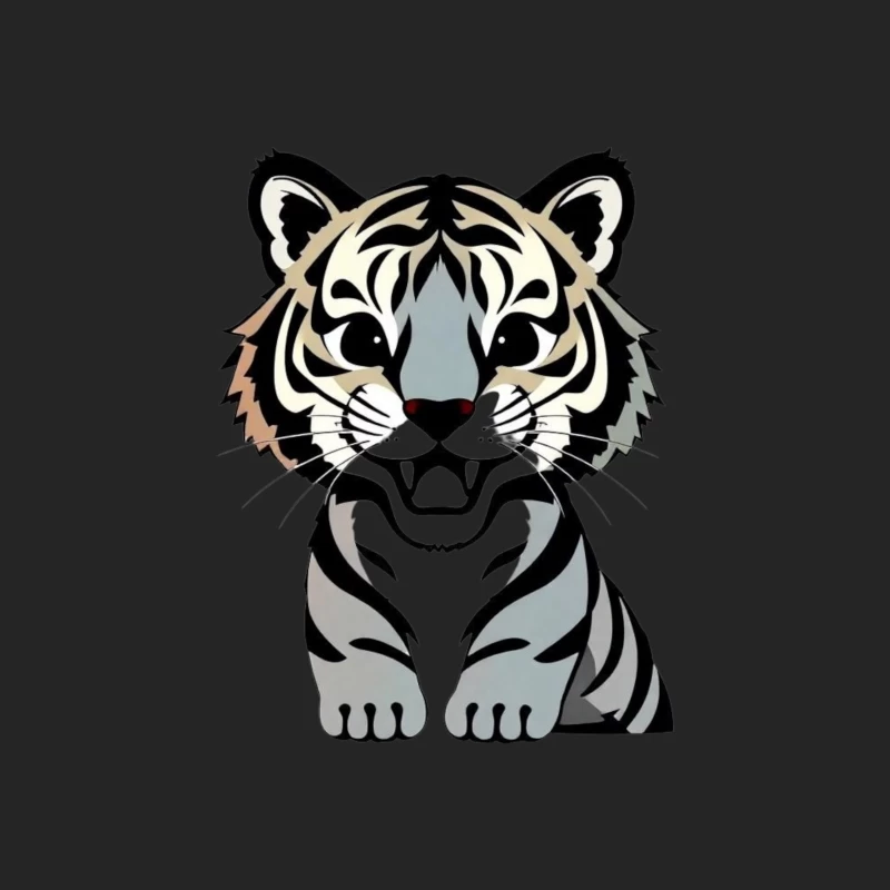 Cartoon Illustration of a Tiger Male Pullover Sweatshirt