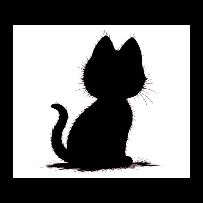 Elegant Black Cat Silhouette Tapestry