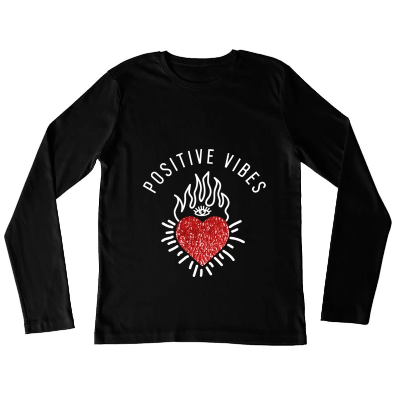 Positives Herzdesign mit Flammen Damen Langarm T-Shirt