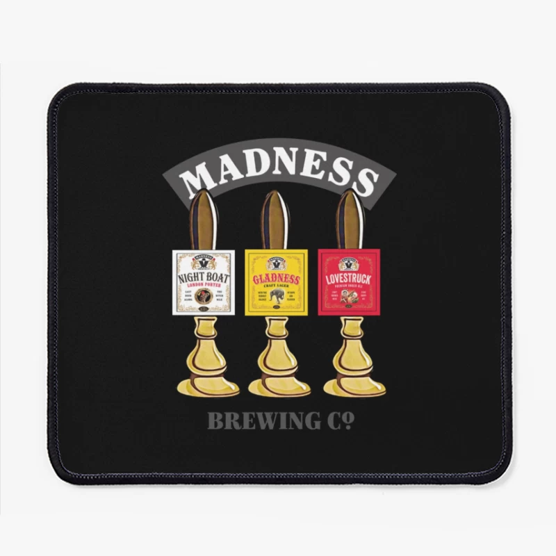 Madness Brewing Company Beer Tap Handles with Classic Labels Mouse Pad