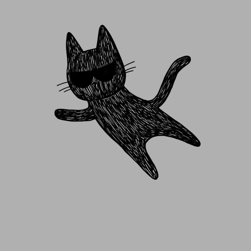 Cool Black Cat Sketch with Sunglasses Male Tank Top