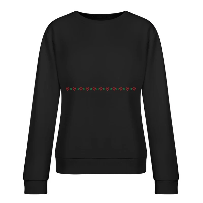 Motif pixel art rouge et vert Femme Sweat-shirt à enfiler