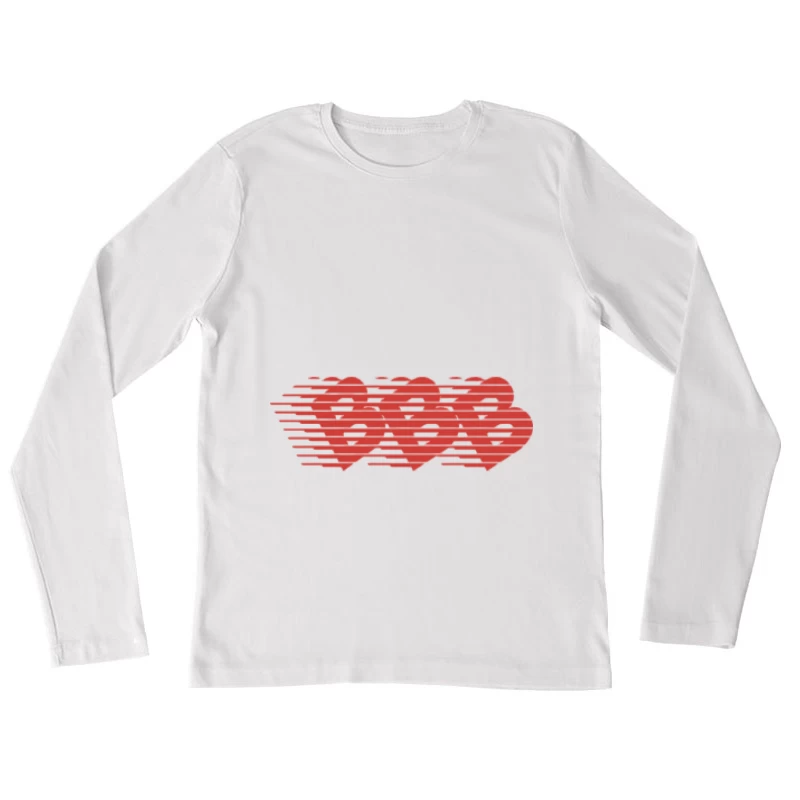Drei rote Herzen und Streifen Design Damen Langarm T-Shirt