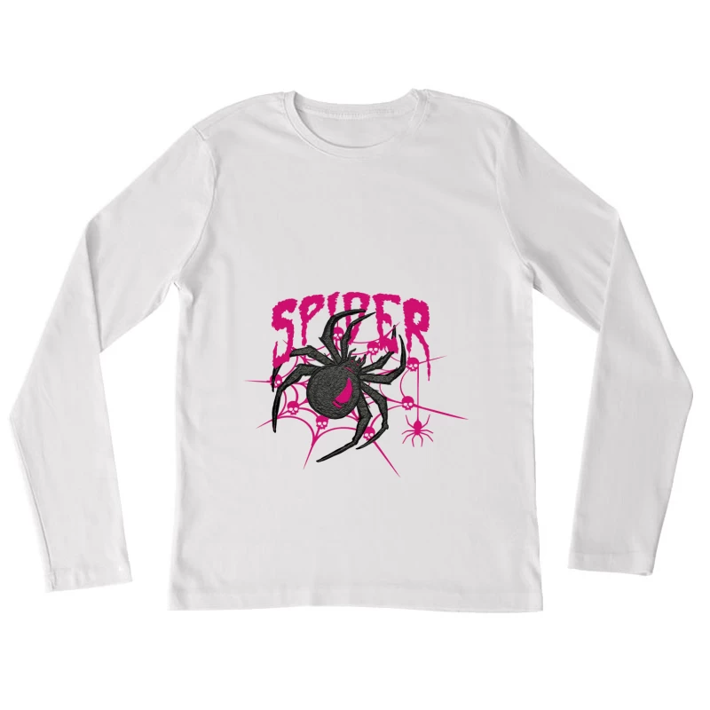 Spinnenmotiv mit Totenkopf Damen Langarm T-Shirt
