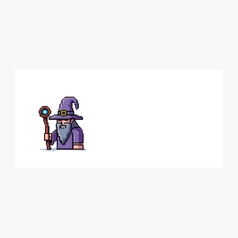 Pixelated Wizard with Magic Staff in Purple Robe Coffee Mug