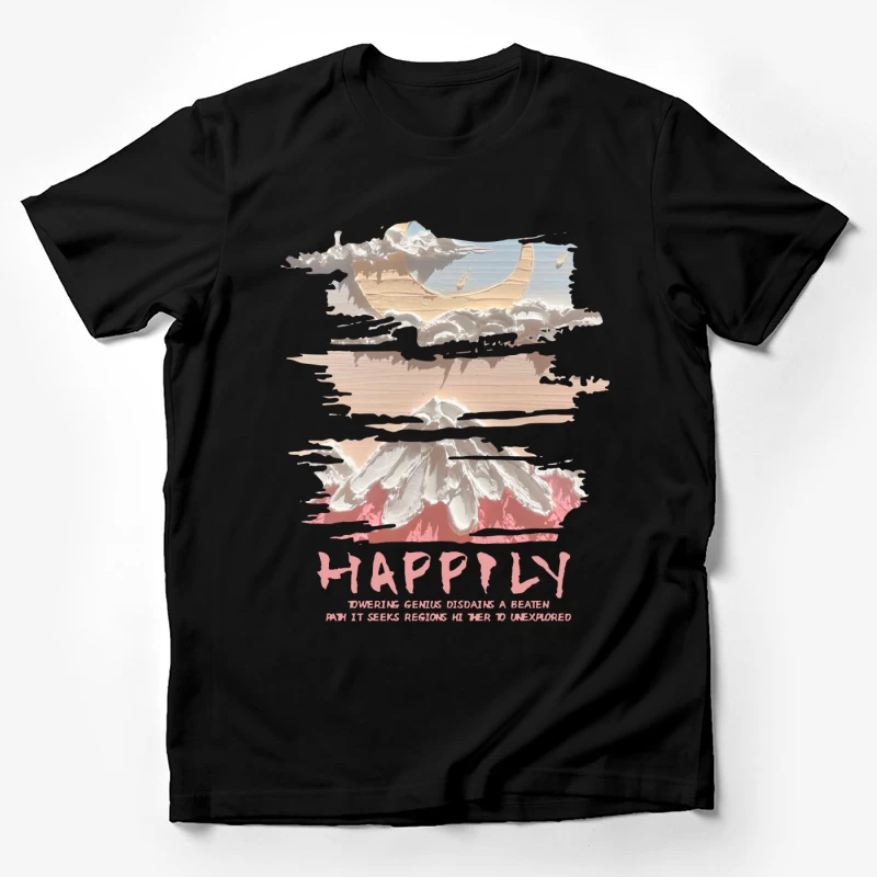 Wolkenberg und Mond Herren T-Shirt