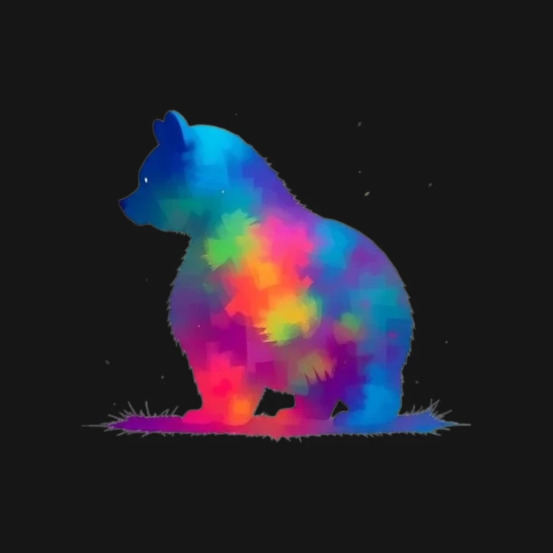 Rainbow Watercolor Bear Silhouette Art Mouse Pad