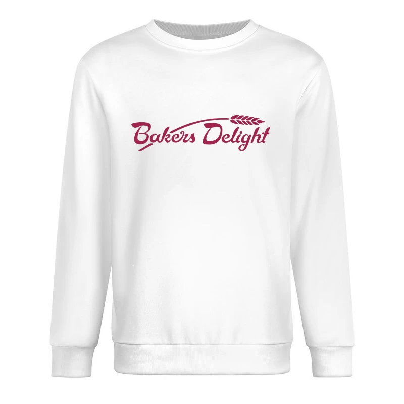 Bakers Delight Burgundy Cursive Logo with Wheat Symbol Male Pullover Sweatshirt