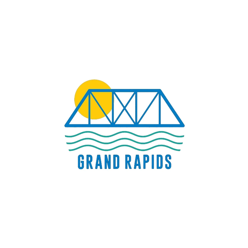 Grand Rapids City Logo with Bridge and Water Design Travel Mug