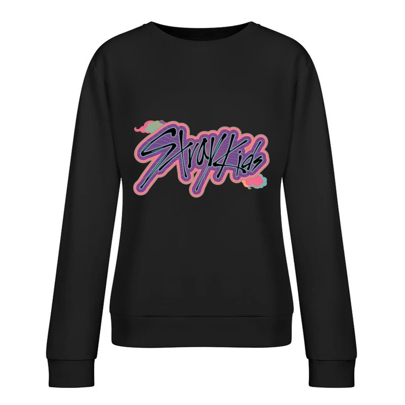 Retro Neon Graffiti Typography Art Female Pullover Sweatshirt