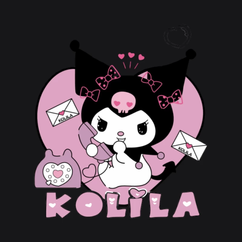 Süßes Kuromi-Design mit Telefon und Briefen Damen Pullover Hoodie