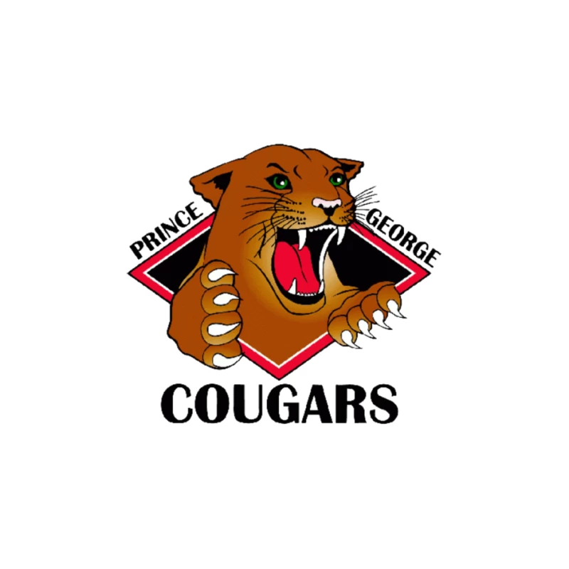 Prince George Cougars Sports Team Logo with Fierce Cougar Mascot Pin