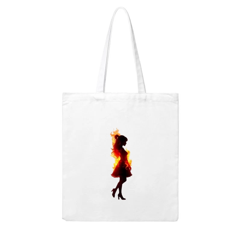 Fiery Female Silhouette in Elegant Dress Cotton Tote Bag