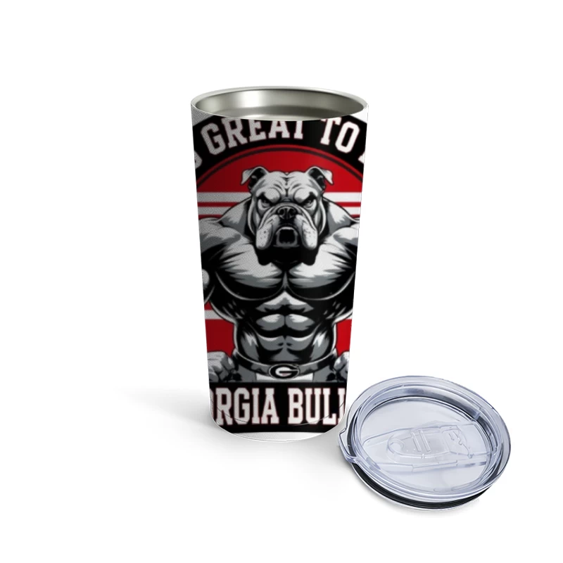 Georgia Bulldogs Mascot with Muscle Theme shirt for men & women Travel Mug