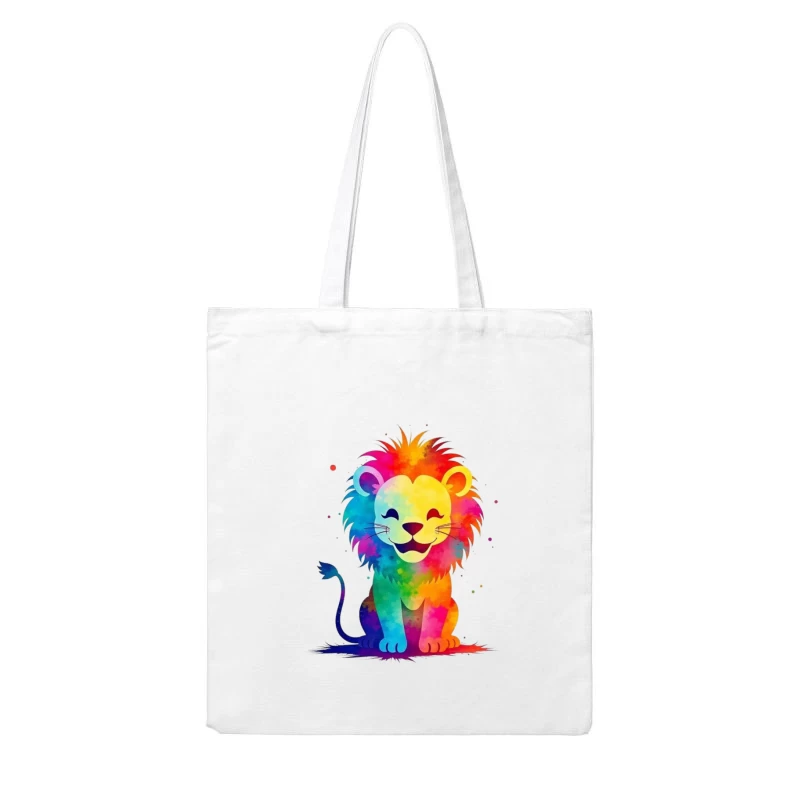 Colorful Cartoon Lion Illustration Cotton Tote Bag