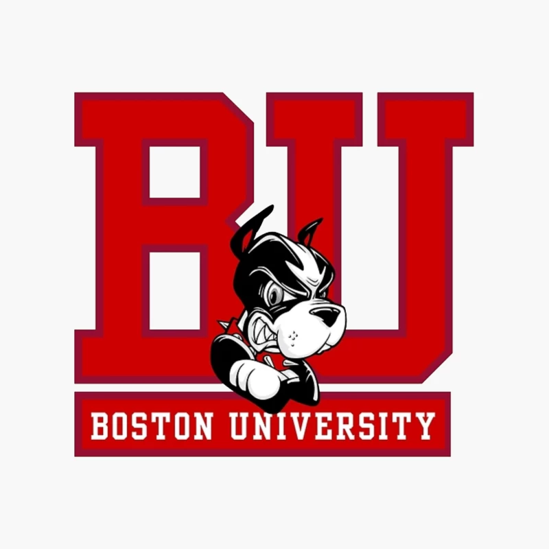 Boston University Logo with Terrier Mascot Cotton Tote Bag