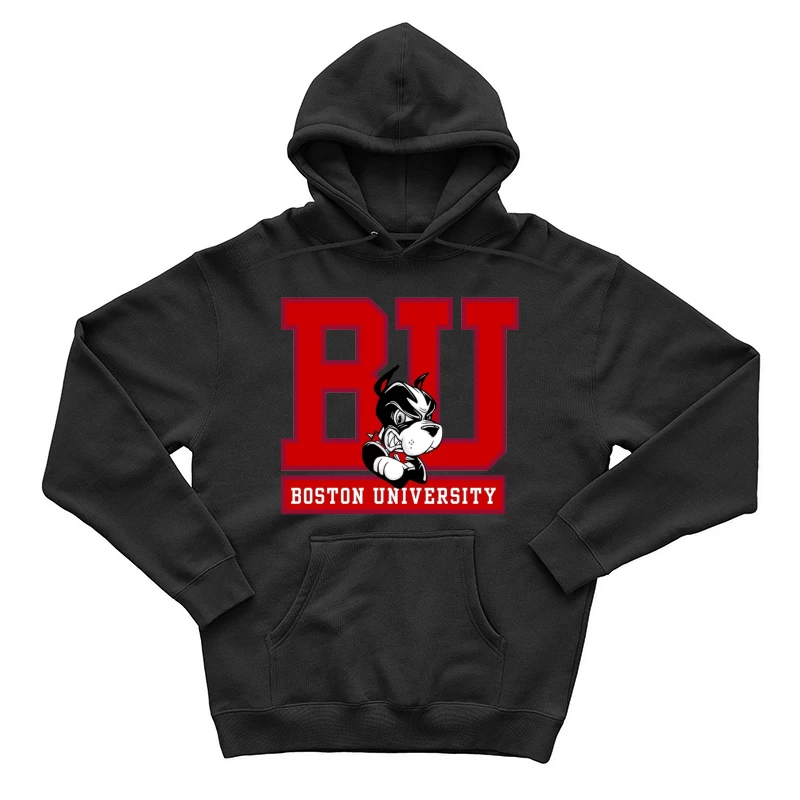 Boston University Logo with Terrier Mascot Male Pullover Hoodie