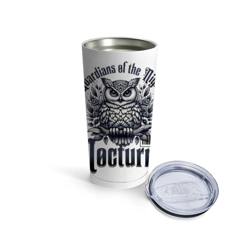 Gothic Night Guardian Owl Vintage Illustration Travel Mug