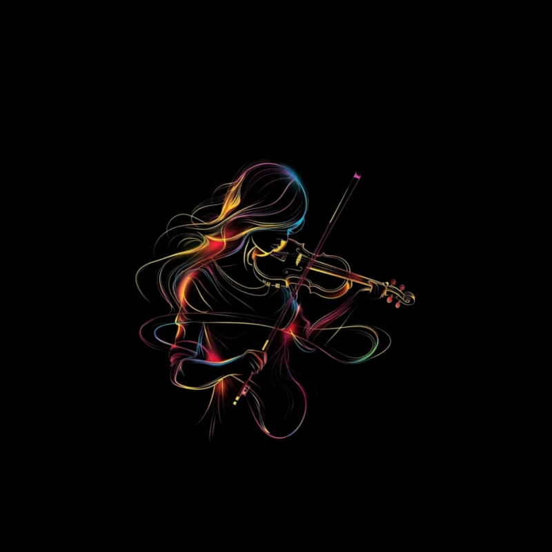 Colorful Violinist Illustration Pin