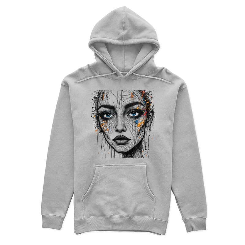 Abstract Portrait with Colorful Accents Female Pullover Hoodie