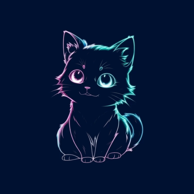 Neon Glow Cute Cat Illustration Pin