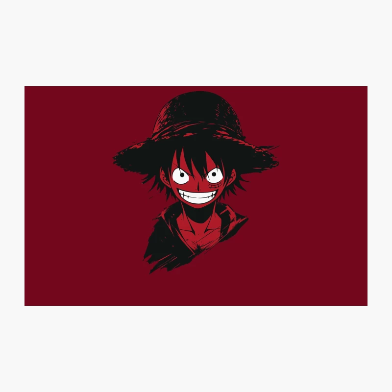 Grinning Anime Character in Straw Hat: One Piece Style Travel Mug