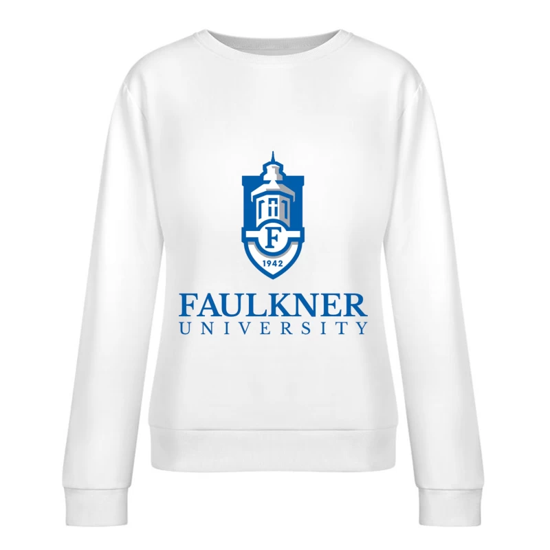 Faulkner University Logo - Educational Shield with Church Spire Design from 1942 Female Pullover Sweatshirt