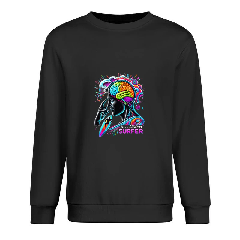 Psychedelic Surfer Brain Wave Art Male Pullover Sweatshirt