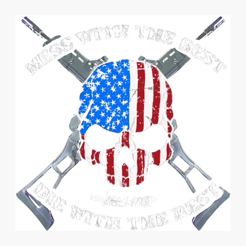 Patriotic American Military Emblem with Skull and Crossed Rifles Pin