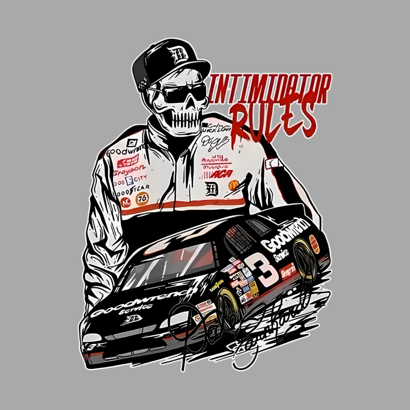Intimidator-Regeln: Rennfahrer mit Autoillustration Herren Pullover Hoodie