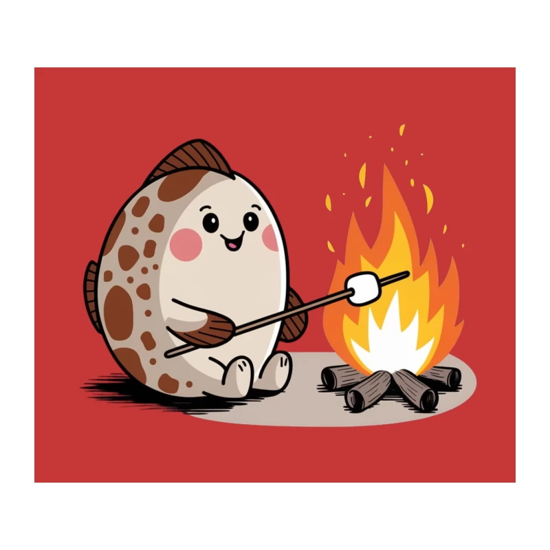 Cute Kawaii Marshmallow Roasting by Campfire Tapestry