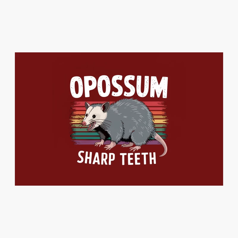 Retro Opossum Wildlife Illustration with Sharp Teeth and Colorful Stripes Travel Mug
