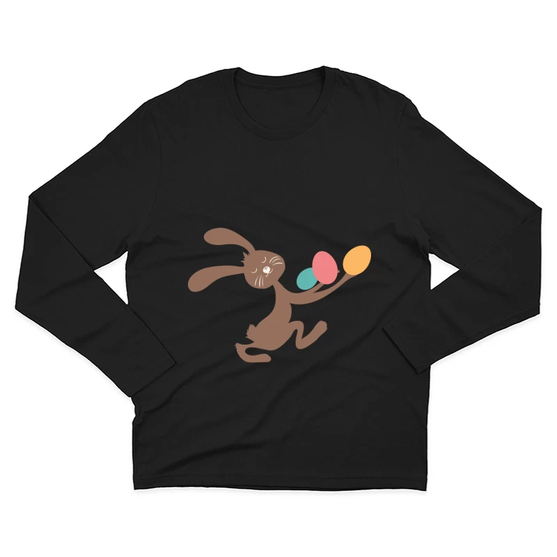 Lapin jouant avec des œufs colorés Homme Manches Longues T-Shirt