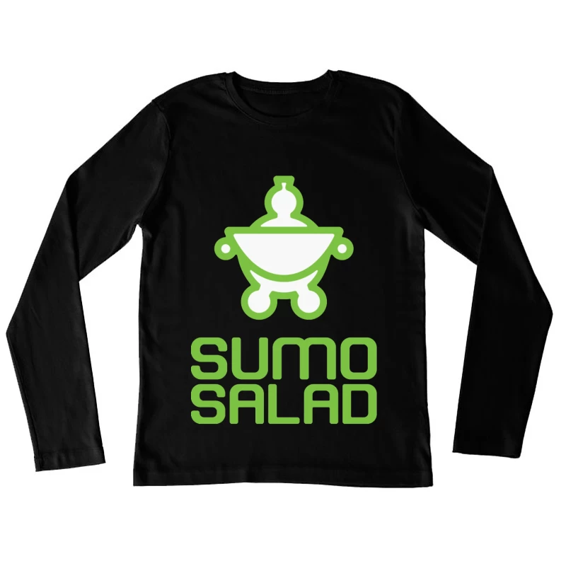 Green Minimalist Sumo Salad Restaurant Logo Female Long Sleeve T-Shirt