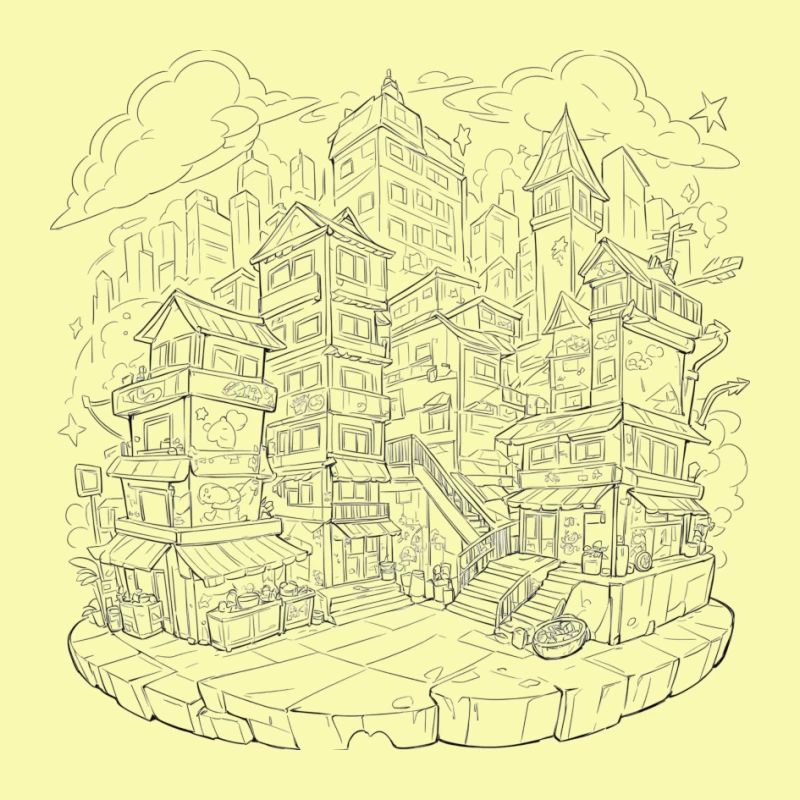 Fantasy Cityscape Illustration Pin
