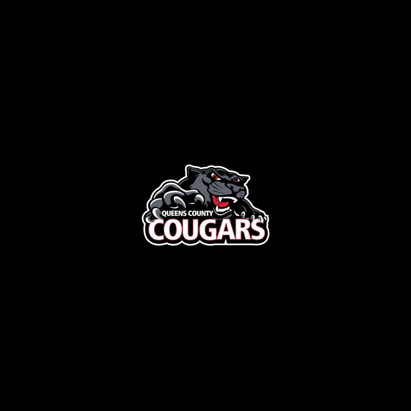 Queens County Cougars Sports Team Logo with Black Cougar Mascot Coffee Mug