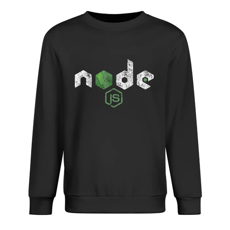 Node.js Programming Technology Logo with Distressed Effect Male Pullover Sweatshirt