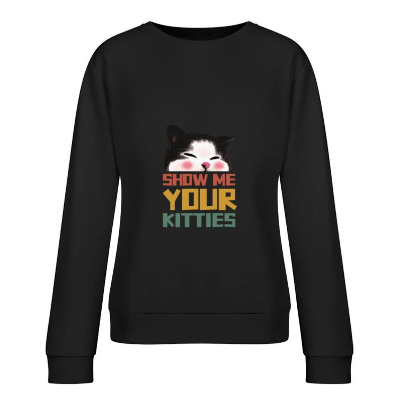 Lustiger Katzenkopf mit Text Damen Pullover Sweatshirt