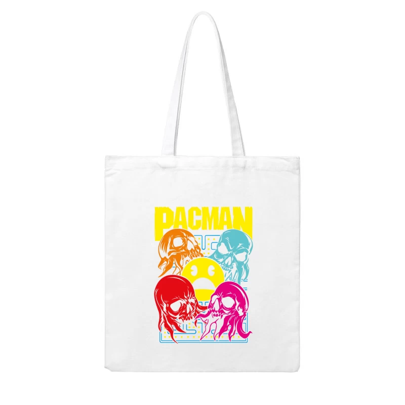 Pac-Man Skull Design Cotton Tote Bag