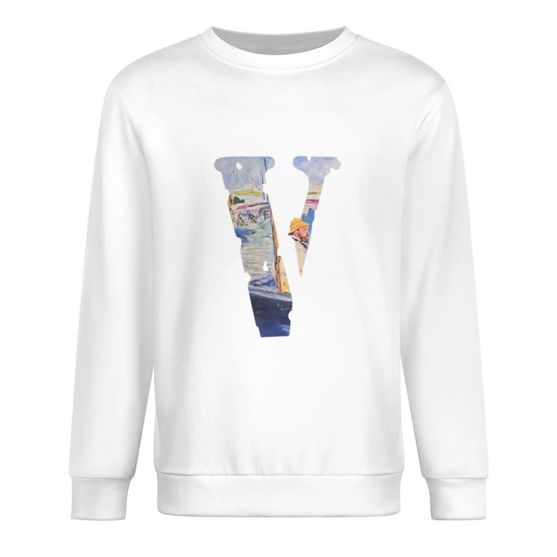 Impressionistische Malerei-Buchstabe V Herren Pullover Sweatshirt