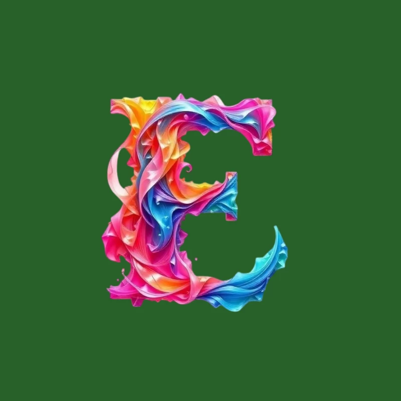 Vibrant Liquid Rainbow Letter E Design Tapestry