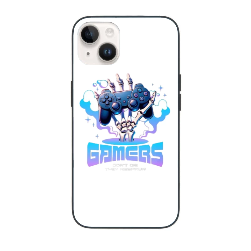 Skeletal Gamer's PlayStation Controller Art in Blue iPhone Case