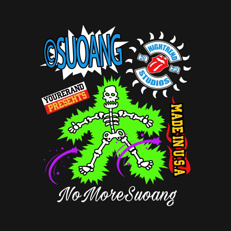 Kreatives Design mit Skelett und Logos Herren T-Shirt