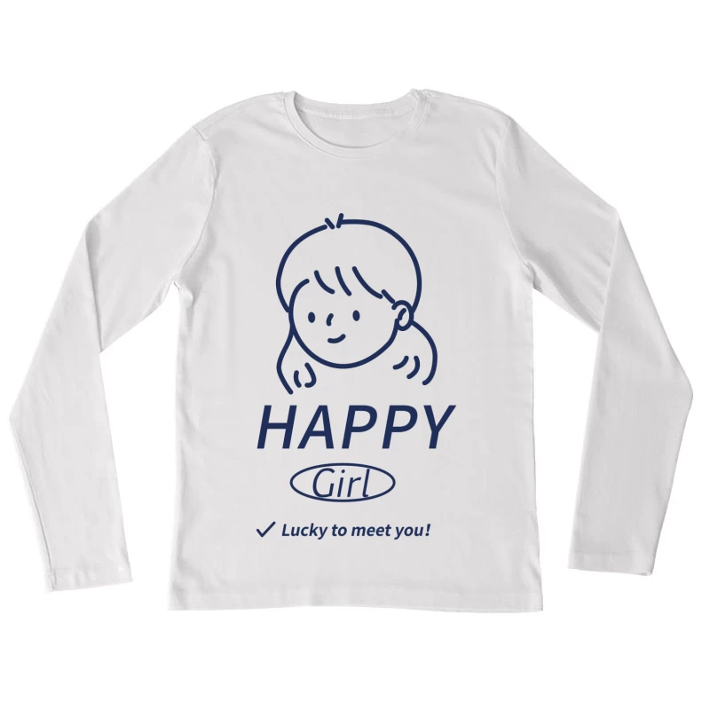 Fröhliches Mädchen Illustration Damen Langarm T-Shirt