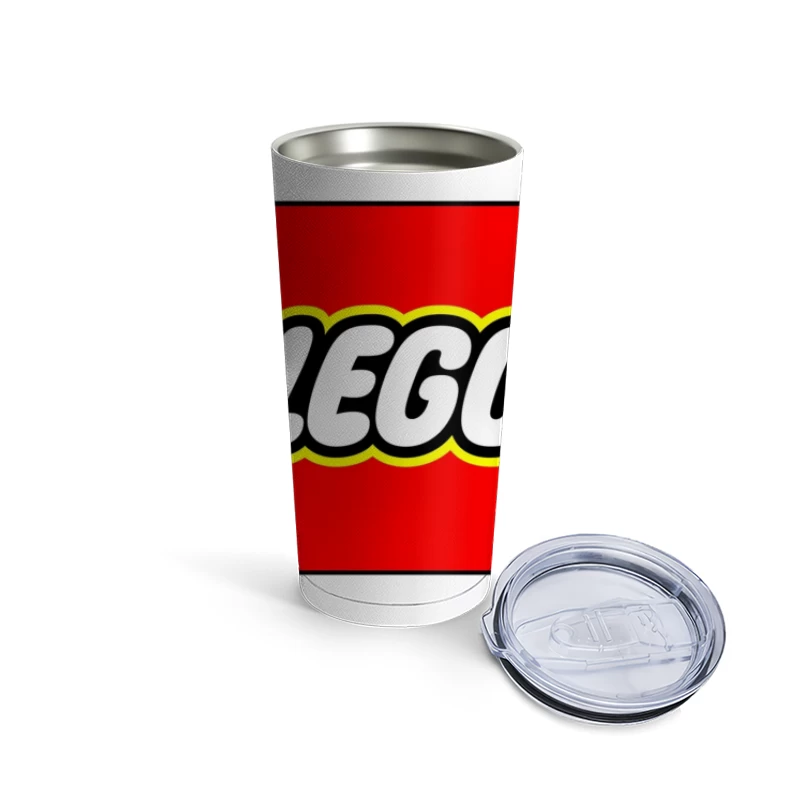 Classic LEGO Logo with Red Background and Yellow Border Travel Mug