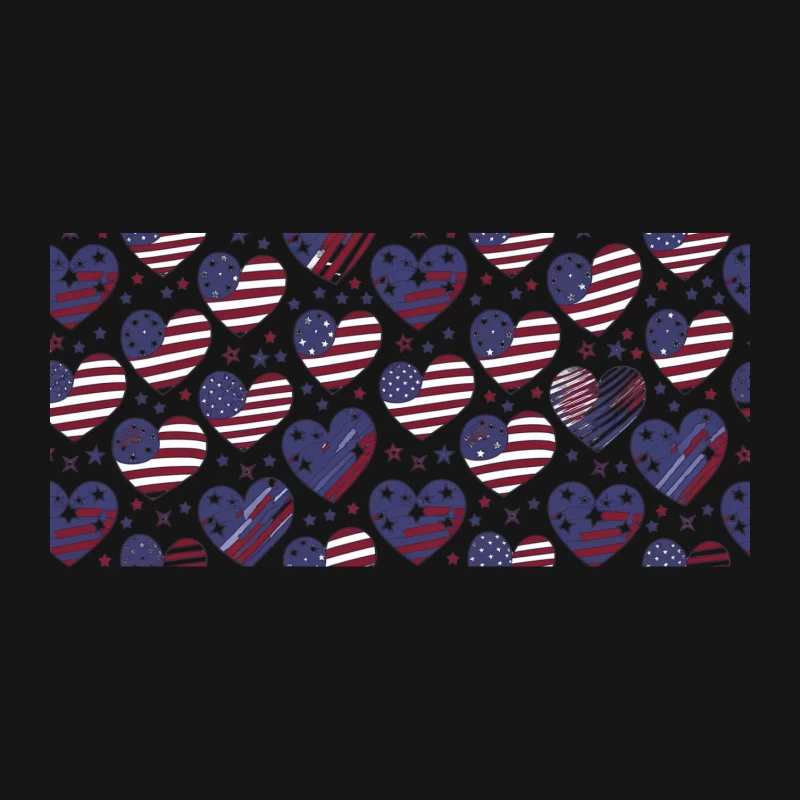 Patriotic American Flag Hearts Pattern Mouse Pad
