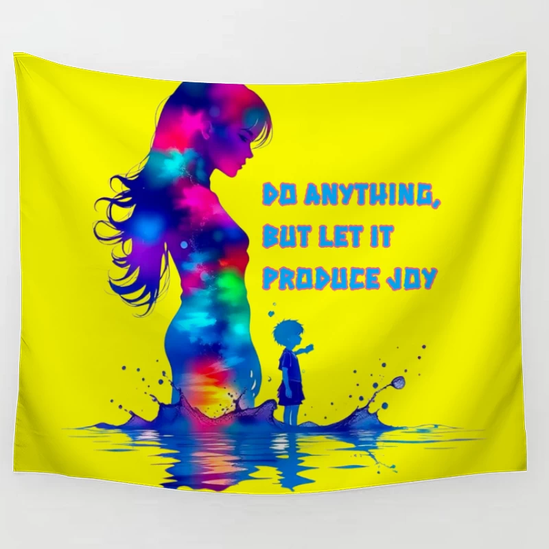 Colorful Silhouette of Joy Tapestry