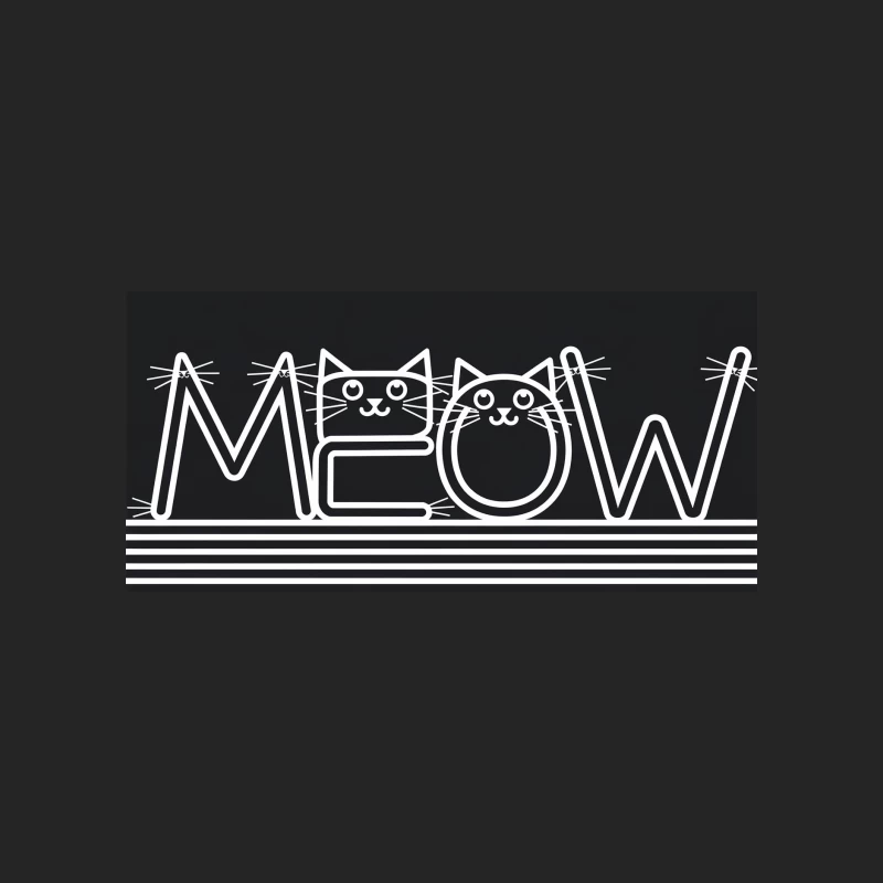 Neon Meow: Feline Typography in Black and White Female Pullover Sweatshirt
